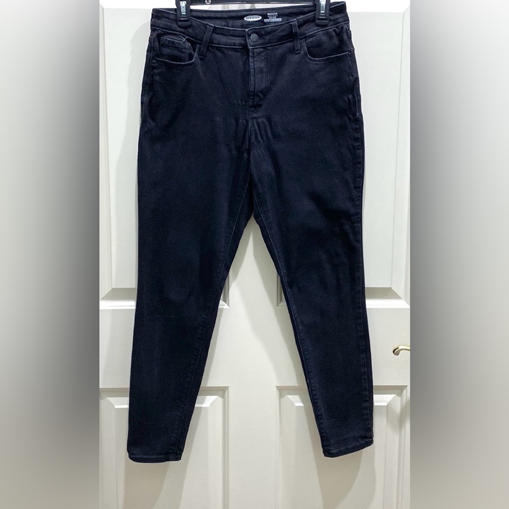 Old Navy Rockstar Super Skinny Black SZ 10 Edgy Chic High Rise Black Denim Jeans